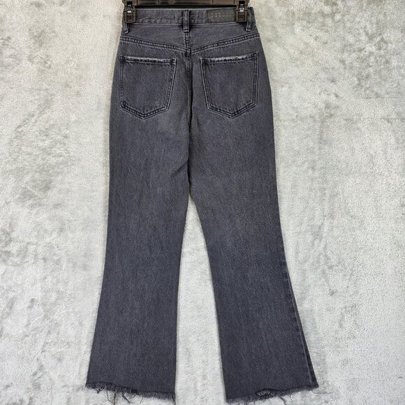 Pacsun Jeans Womens 23 Black High Rise Bootcut Frayed Hem Button Fly Distressed - Picture 9 of 11